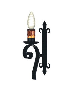 Applicare semplice candela medievale in ferro battuto, 1 luce