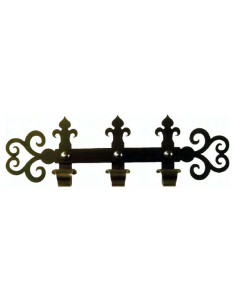 Appendino medievale in ferro battuto con 3 ganci (60x18 cm.)