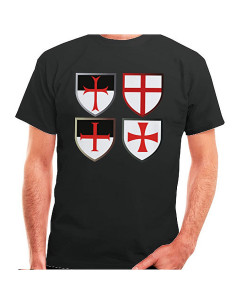 T-shirt nera Croci Templari, manica corta
