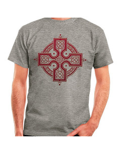 T-shirt grigia con croce celtica, manica corta