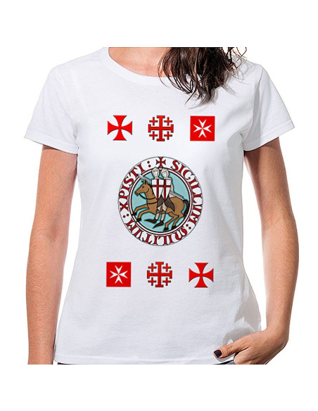 T-shirt da donna bianca Templari con...