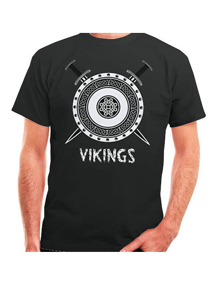 T-shirt nera Vikings, manica corta