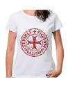 T-shirt Donna Bianca Croce e Leggenda Templare