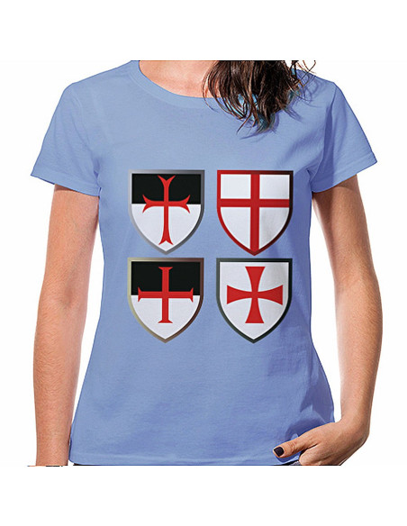 T-shirt blu Cavalieri Templari Croci,...