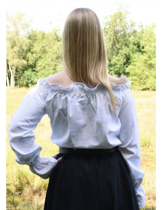 Blusa medievale bianca a maniche lunghe, Carmen 2