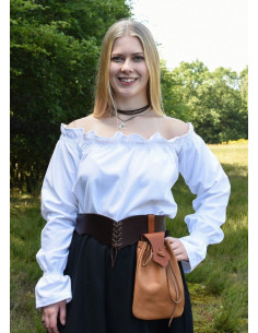 Blusa medievale bianca a maniche lunghe, Carmen