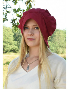 Cuffia medievale da donna con pieghe, vari colori