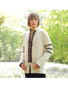 Camicia nordica trapuntata, color crema