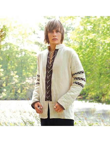 Camicia nordica trapuntata, color crema