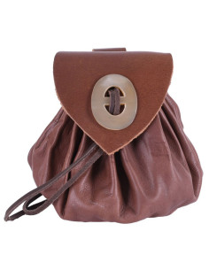 Borsa medievale Geldkatze in pelle marrone con chiusura...