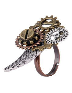 Anello regolabile con ala d'angelo Steampunk
