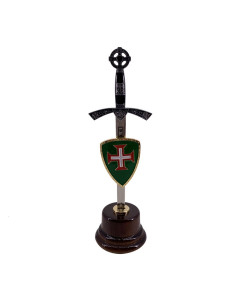 Mini-spada con mini-scudo e base dei Cavalieri di Cristo