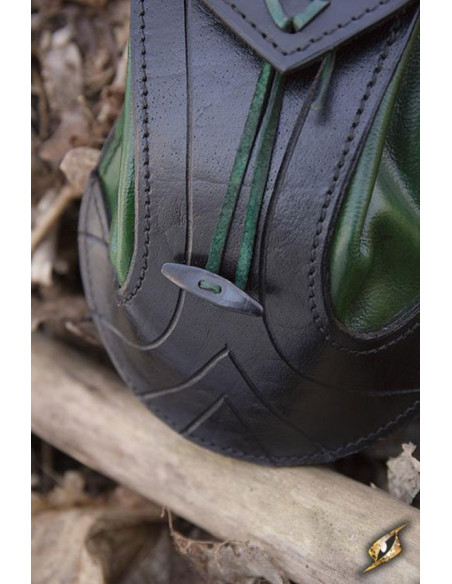 Borsa elfica in pelle verde-nera