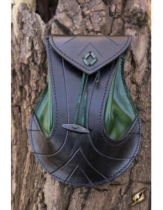 Borsa elfica in pelle verde-nera