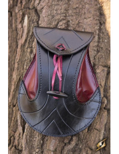 Borsa elfica in pelle rosso-nera