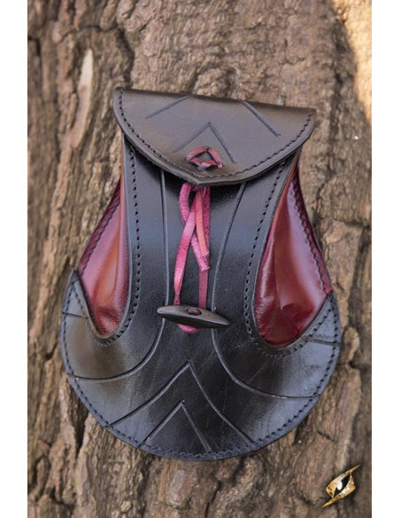 Borsa elfica in pelle rosso-nera