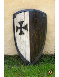 Scudo templare bianco nero, 90 x 60 cm.