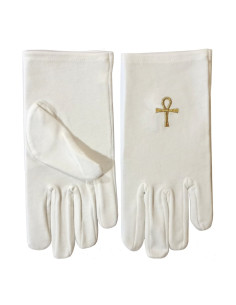Guanti bianchi con l'Ankh massonico di Iside