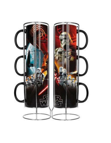 Set di 3 tazze impilabili in ceramica di Star Wars. Ep7