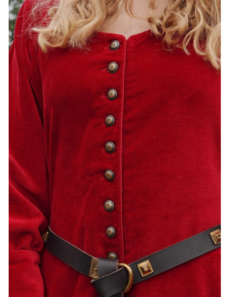 Abito medievale Isabel, velluto rosso