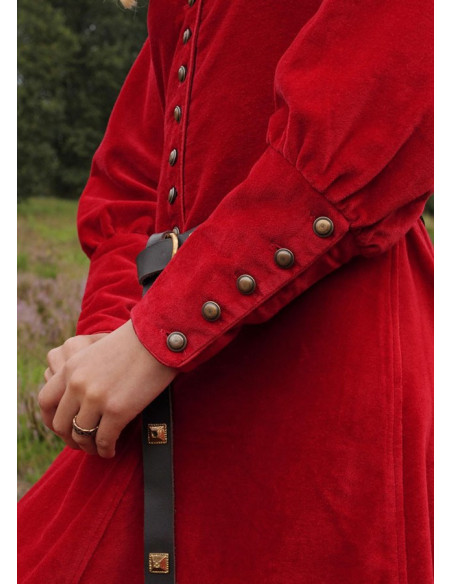 Abito medievale Isabel, velluto rosso