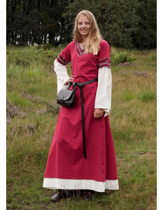 Abito medievale Alvina, rosso-bianco