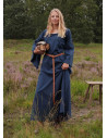 Abito medievale donna Burglinde blu maniche a tromba
