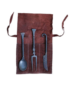 Set di 3 posate medievali con coperchio