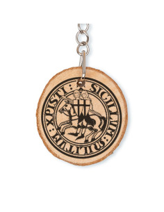 Portachiavi Sigillo Cavalieri Templari in legno naturale 2