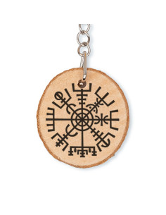 Portachiavi Viking Vegvisir in legno naturale 2