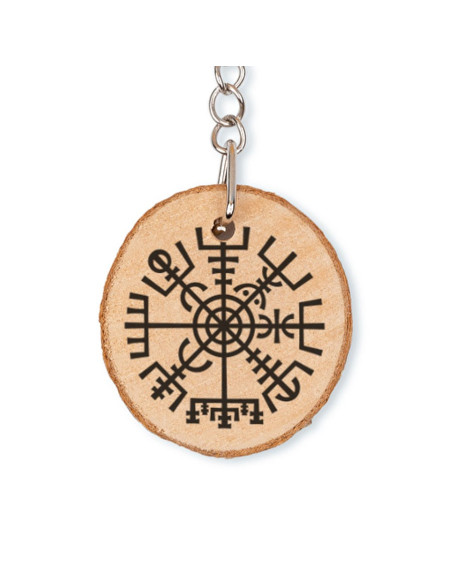 Portachiavi Viking Vegvisir in legno...