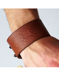 Bracciale in pelle con nodi celtici, regolabile (1 unità)