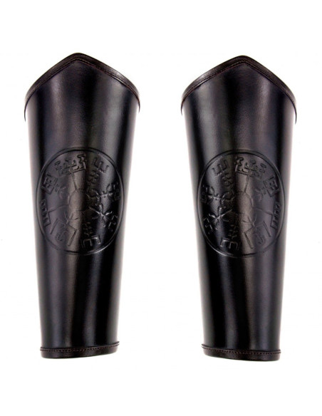 Bracciali celtici in pelle nera Vegvisir