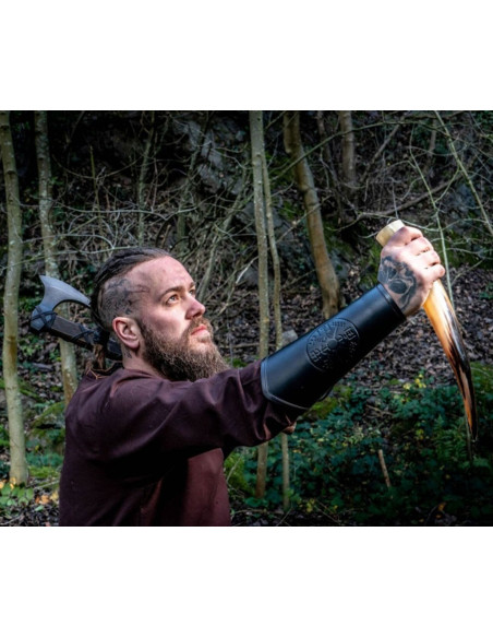 Bracciali celtici in pelle nera Vegvisir