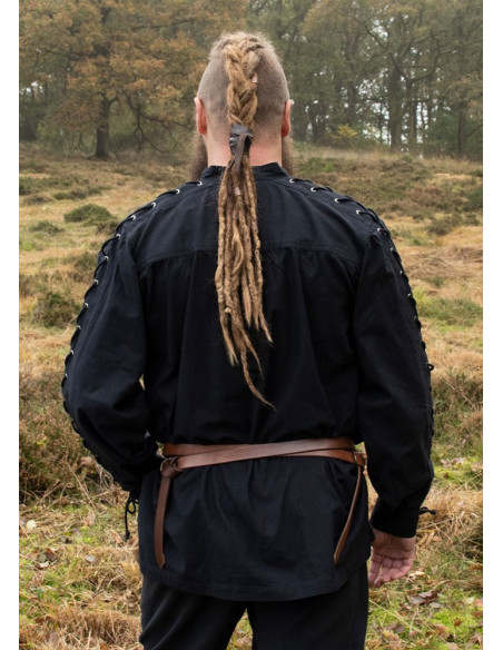 Camicia medievale nera con lacci...