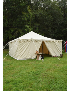 Tenda medievale 5 x 5 m, tela bianca naturale