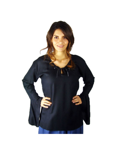 Blusa medievale nera con maniche a...