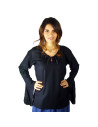 Blusa medievale nera con maniche a tromba