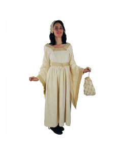 Abito nobile medievale Anne Boleyn, bianco naturale