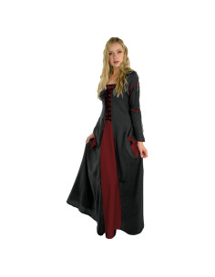 Abito medievale maniche a tromba modello Berblin, rosso-nero