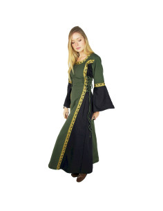 Abito medievale donna modello Sophie, Verde-Nero 2
