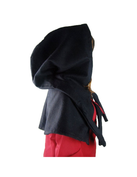 Gugel lana medievale modello Anita, nero