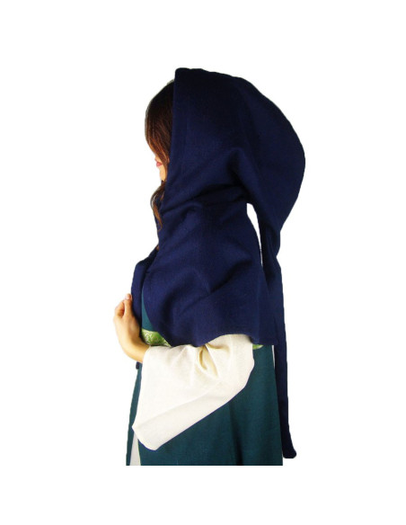 Gugel lana medievale modello Anita, blu