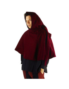 Gugel medievale in lana modello Paul, rosso