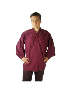 Camicia medievale Friedrich con cravatte, color vino