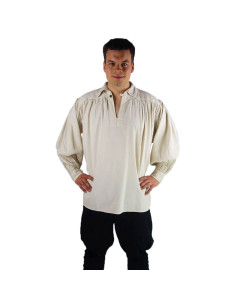 Camicia pirata modello James a collo alto, colore bianco...