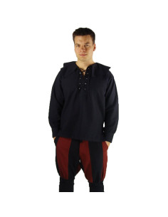 Camicia medievale con colletto modello Athos, colore nero