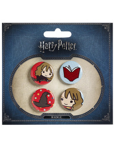 Set di 4 distintivi, Hermione, Libro, Cappello ed...