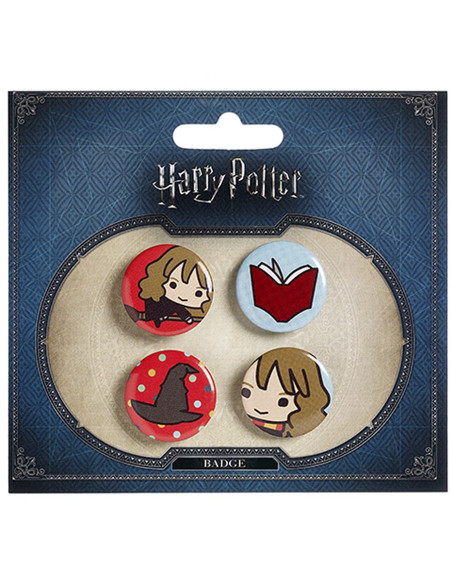 Set di 4 distintivi, Hermione, Libro,...