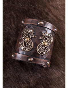 Bracciale in pelle con doppio drago vichingo 2